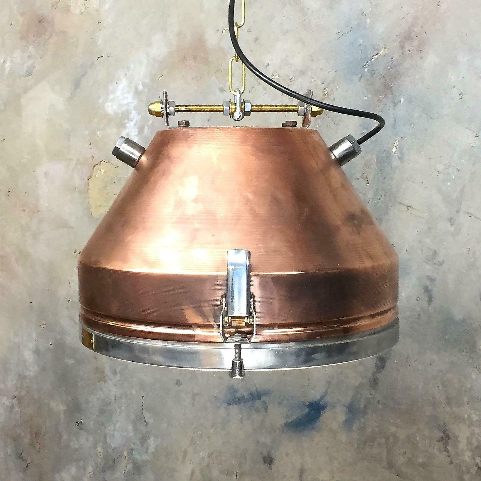 20th Century Industrial Veb Copper & Aluminium Pendant & Bronze Fittings photo furniture