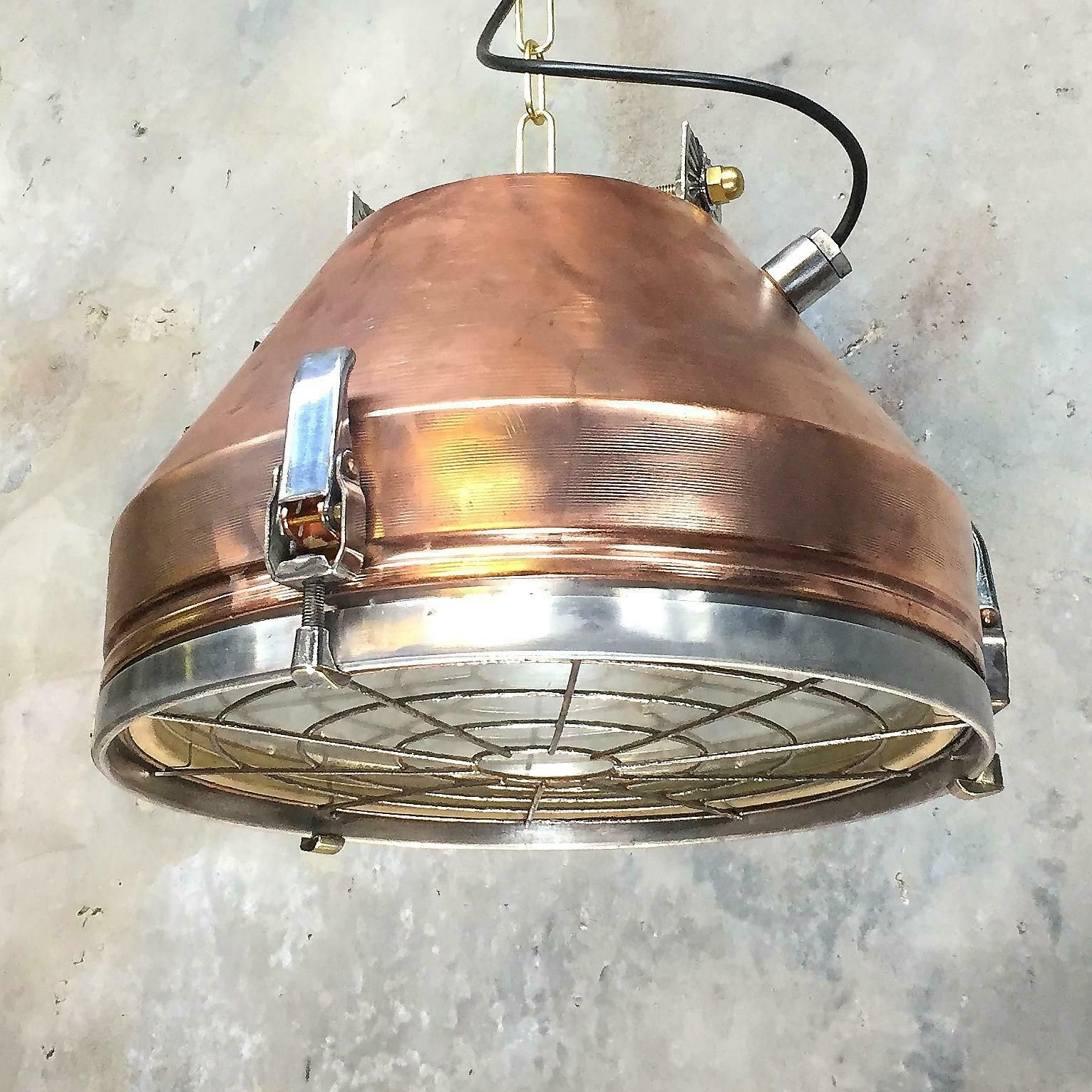 20th Century Industrial Veb Copper & Aluminium Pendant & Bronze Fittings photo Lighting