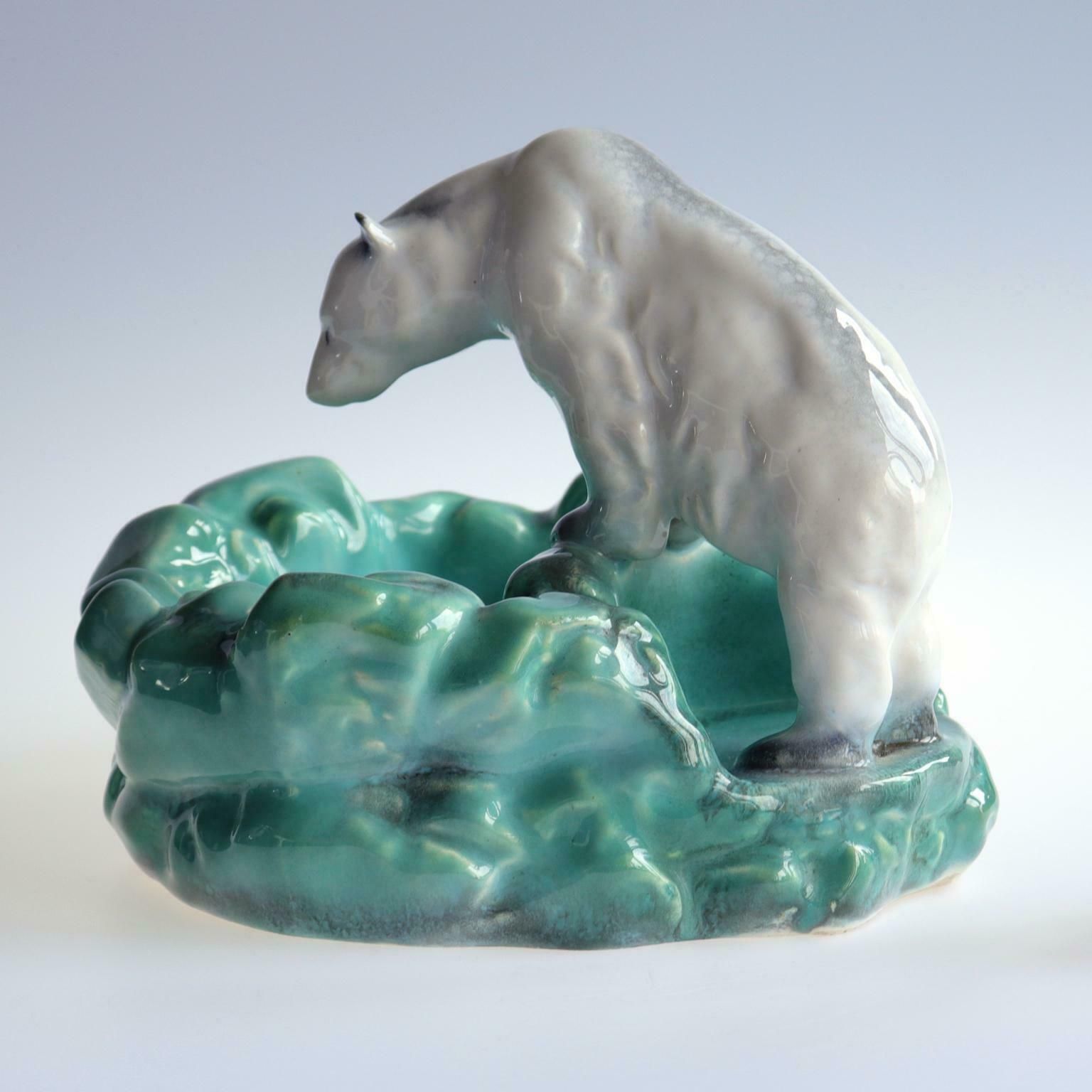Pottery Polar Bear Bowl Or Ashtray From Ditmar Urbach Czechoslovakia, 1930s photo for sale