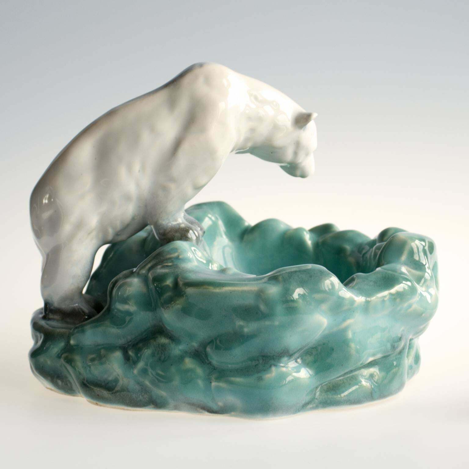 Pottery Polar Bear Bowl Or Ashtray From Ditmar Urbach Czechoslovakia, 1930s photo 283.0