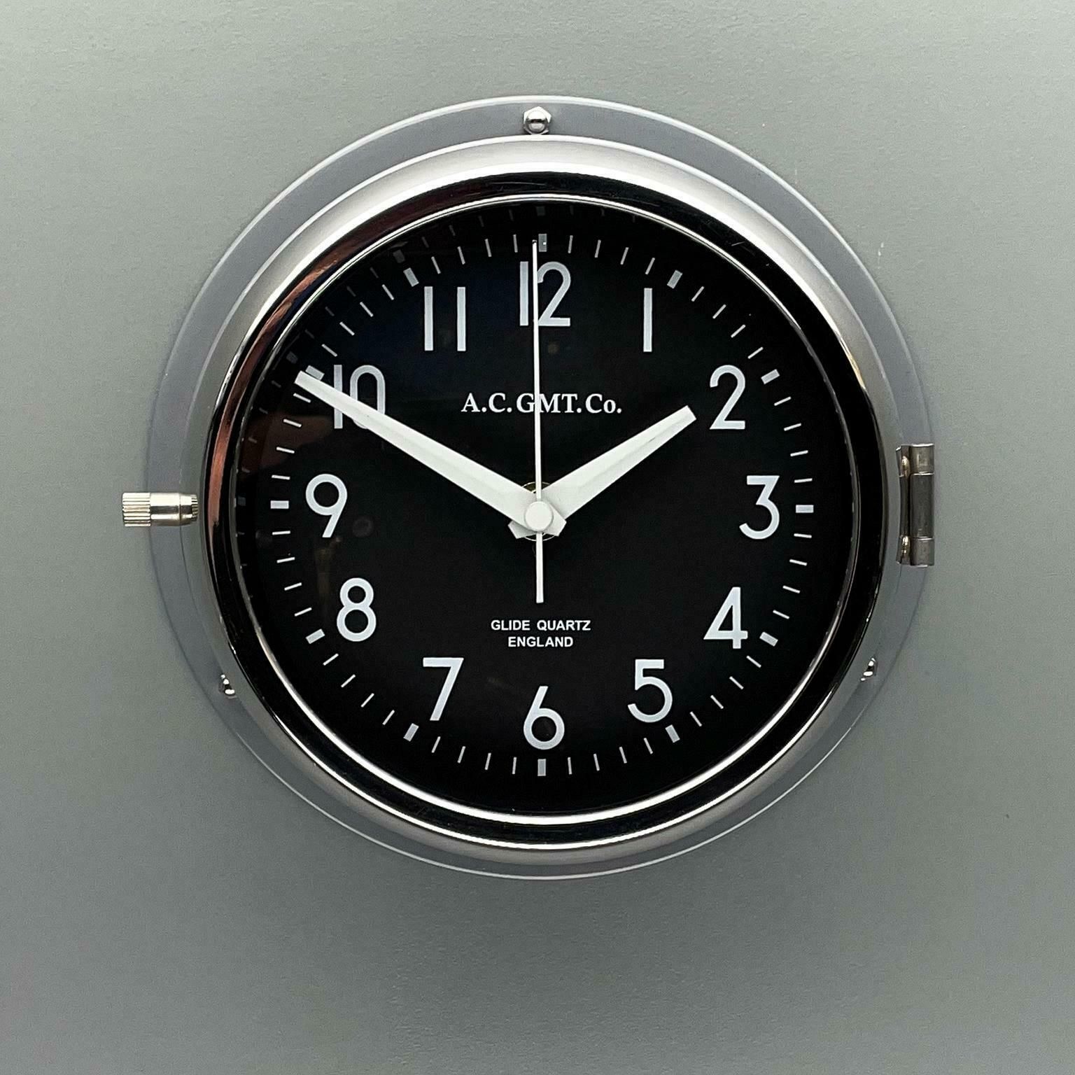 photo for sale 1970''S British Ultimate Grey /Monochrome Black Ac Gmt Co. Classic Wall Clock