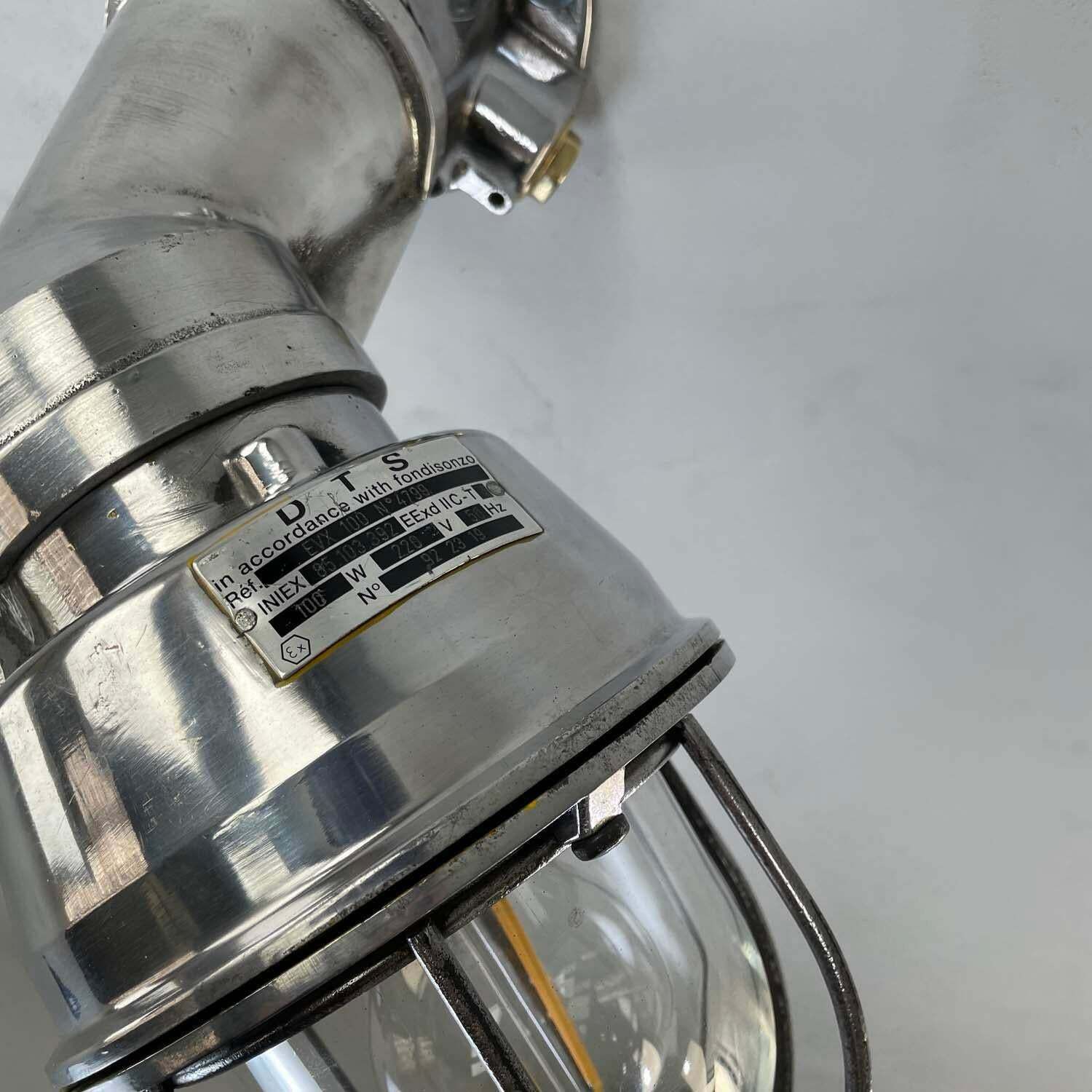 1980''S Italian Cast Aluminium Flameproof Cantilever Wall Sconce With Cage & Glass photo vintage