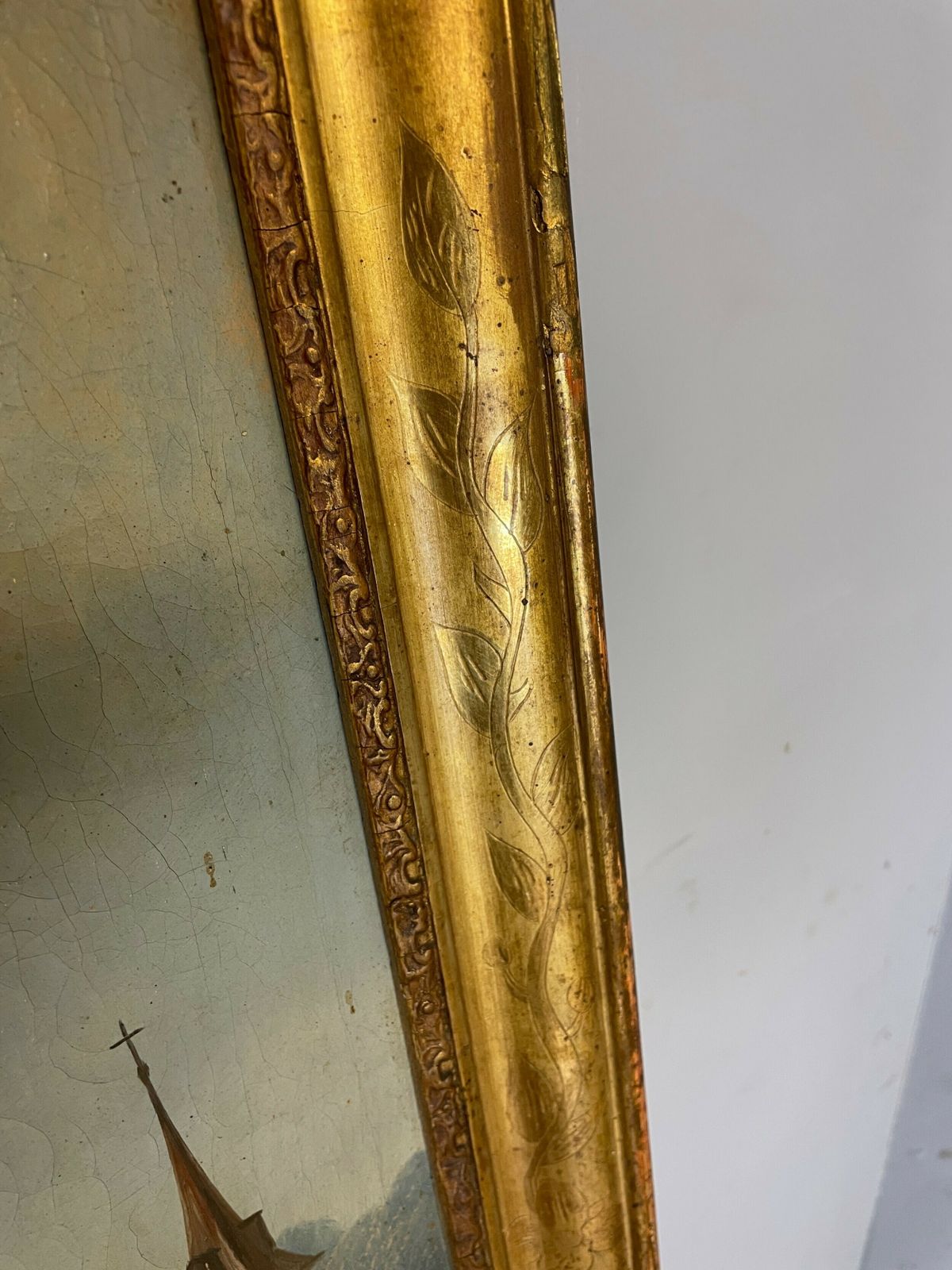 photo furniture C19th Country House Gilt Framed Pier Mirror With Integral Oil Painting