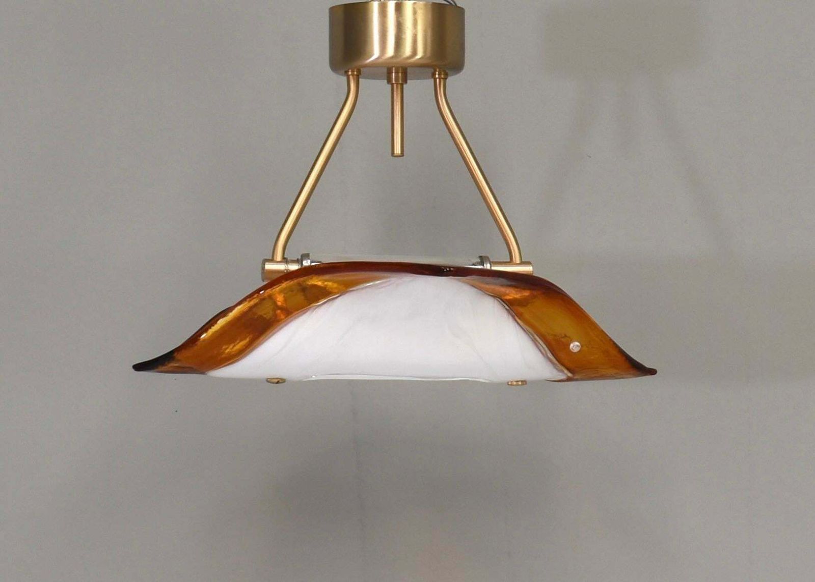 La Murrina ''Albatros'' Ceiling Lamp Murano Glass / Brass Details Italy Circa 1980 photo for sale