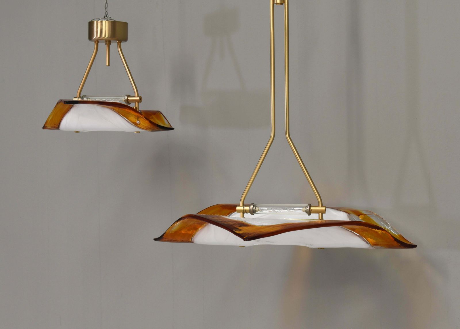 La Murrina ''Albatros'' Ceiling Lamp Murano Glass / Brass Details Italy Circa 1980 photo buy