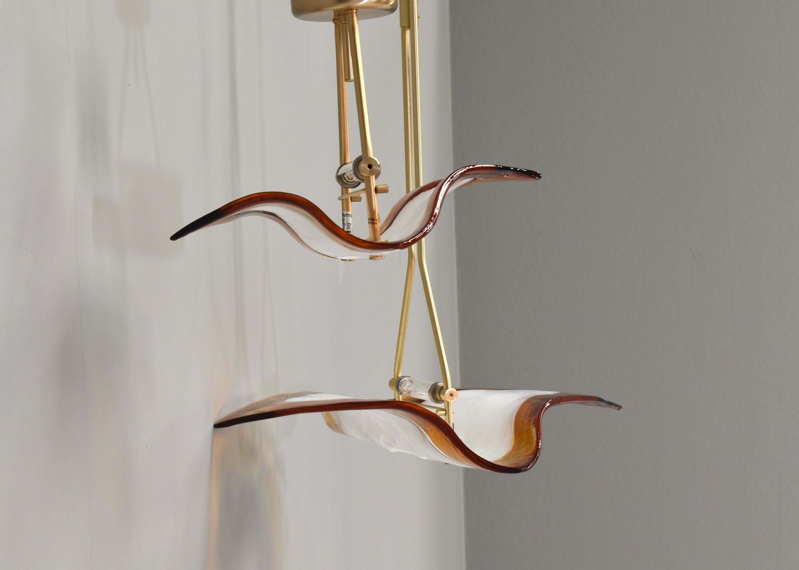 La Murrina ''Albatros'' Ceiling Lamp Murano Glass / Brass Details Italy Circa 1980 photo vintage