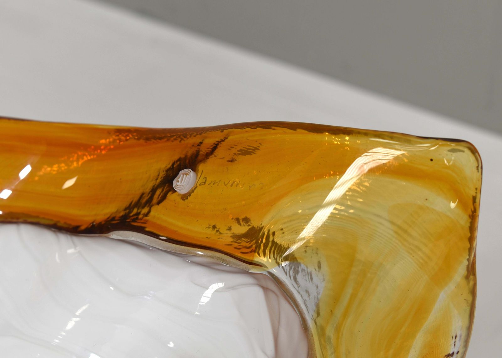 1975.0 La Murrina ''Albatros'' Ceiling Lamp Murano Glass / Brass Details Italy Circa 1980 photo