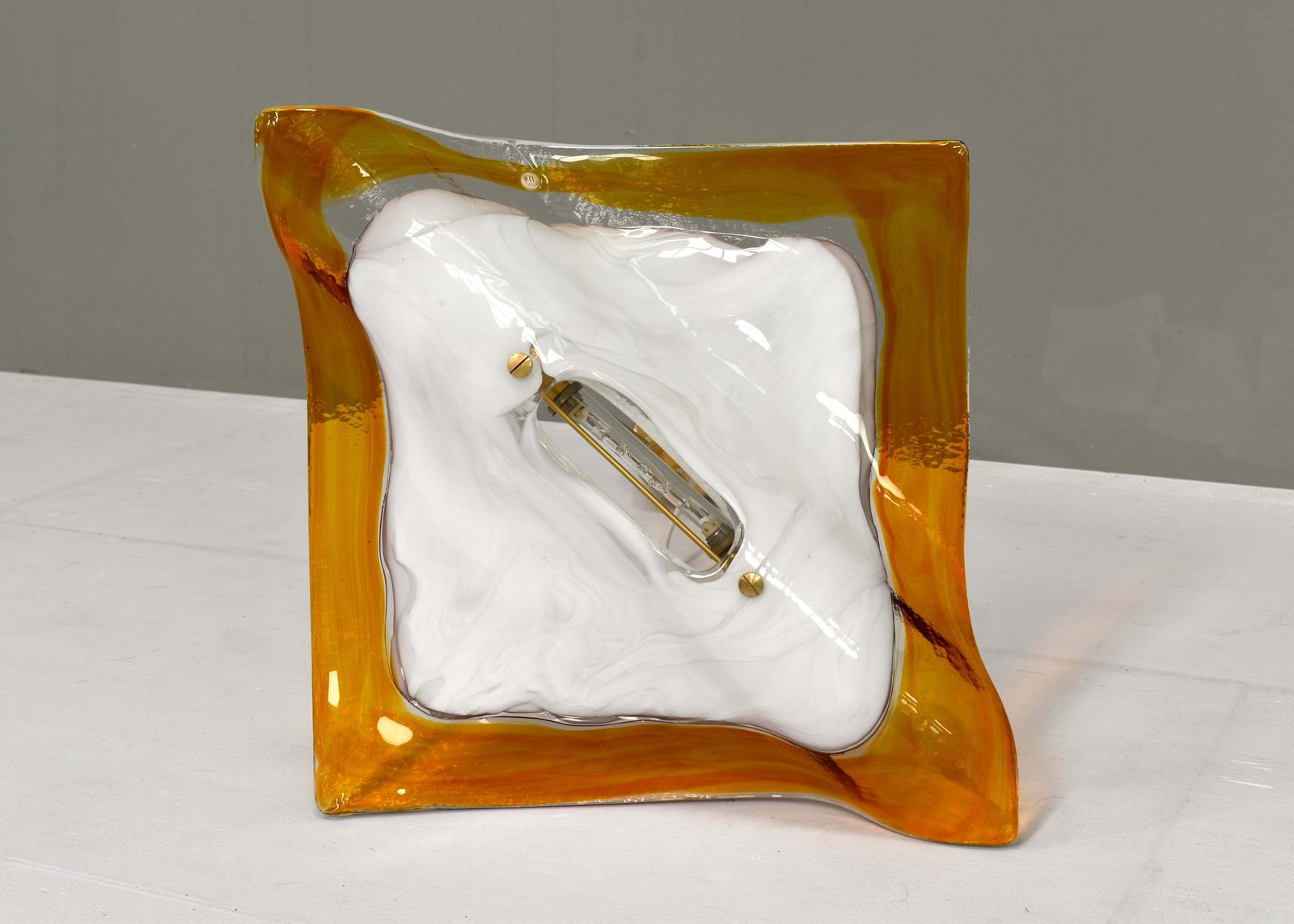 photo vintage La Murrina ''Albatros'' Ceiling Lamp Murano Glass / Brass Details Italy Circa 1980
