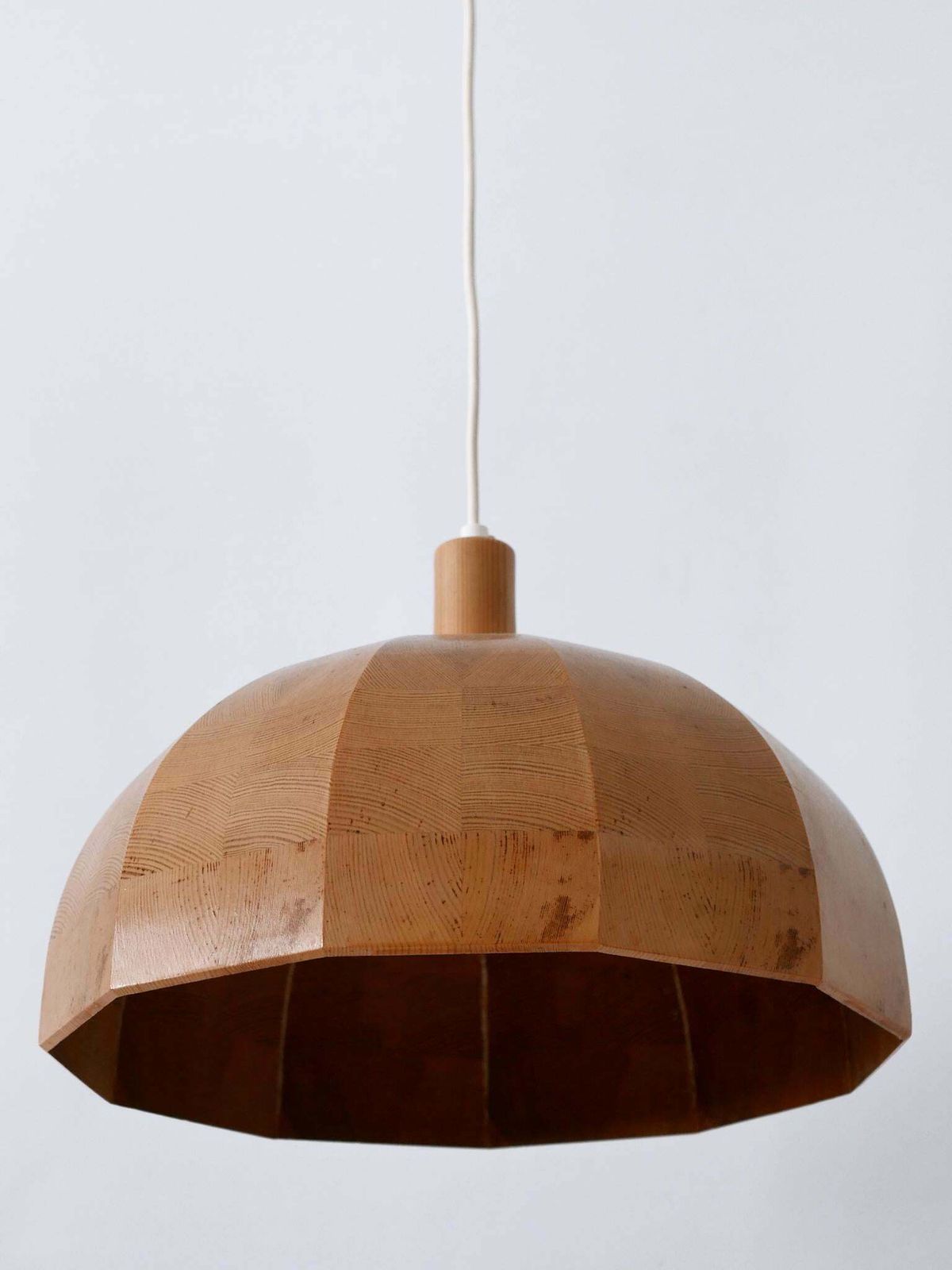 photo furniture Rare Mid Century Modern Pine Wood Pendant Lamp Or Hanging Light Sweden 1960s