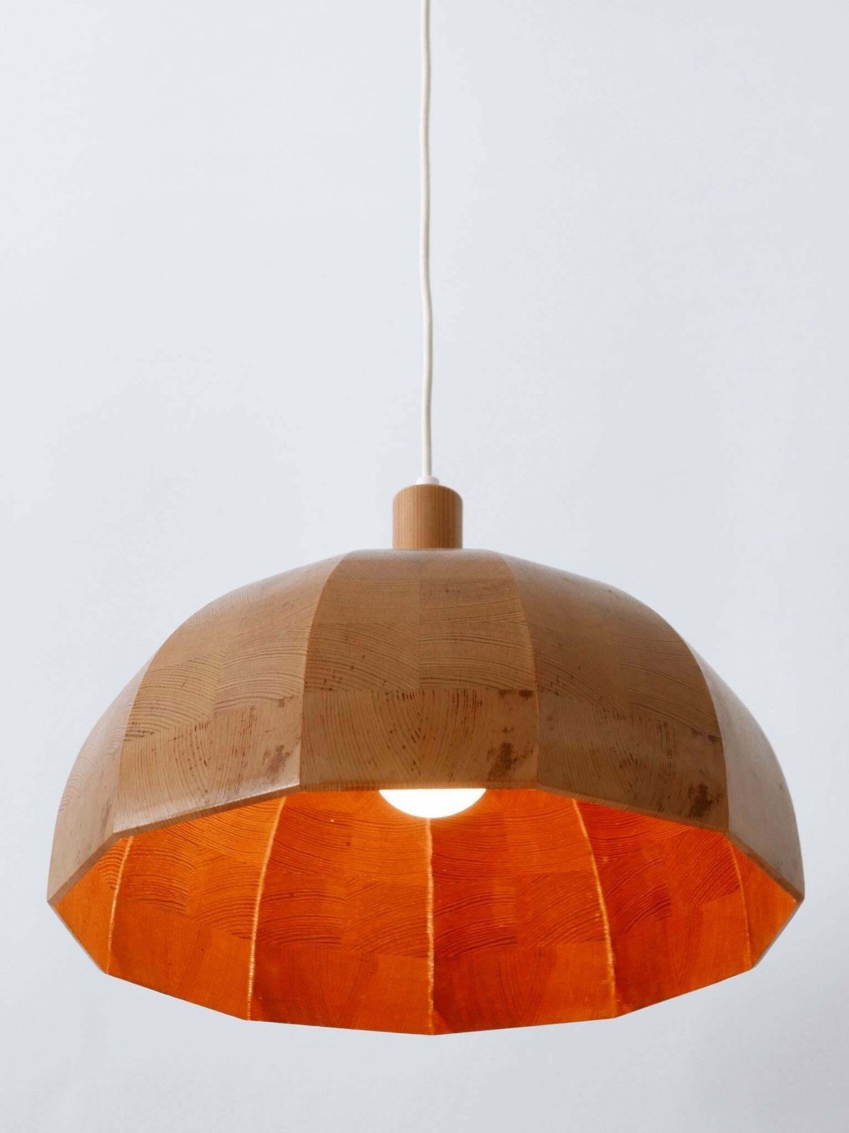 3759.0 Rare Mid Century Modern Pine Wood Pendant Lamp Or Hanging Light Sweden 1960s photo