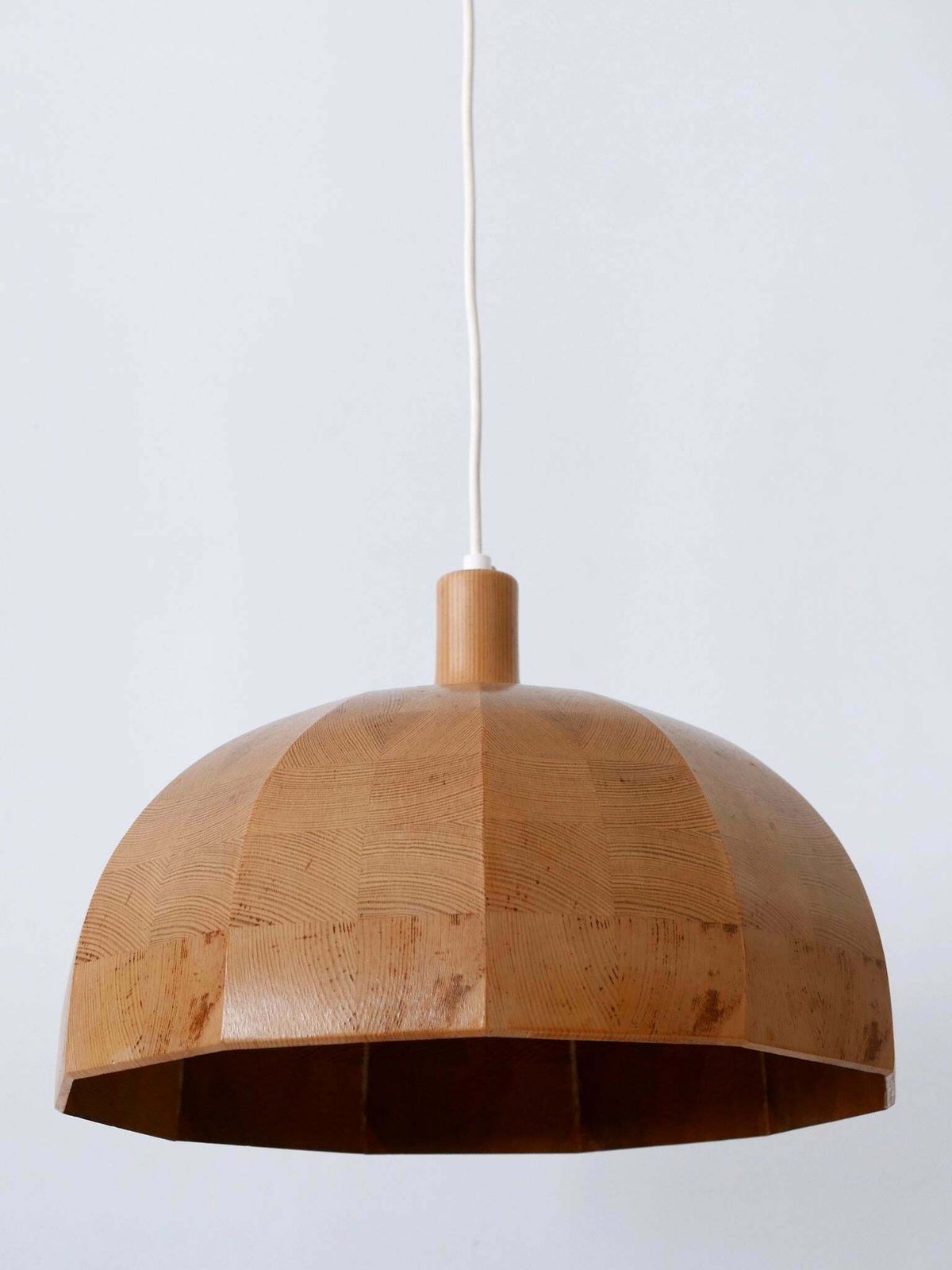 photo vintage Rare Mid Century Modern Pine Wood Pendant Lamp Or Hanging Light Sweden 1960s