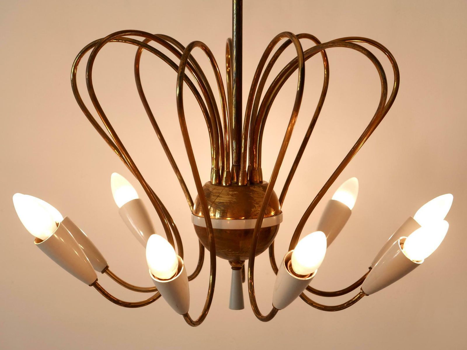 Rare Mid Century Modern Nine Flamed Sputnik Chandelier Or Pendant Lamp 1950s photo Lighting