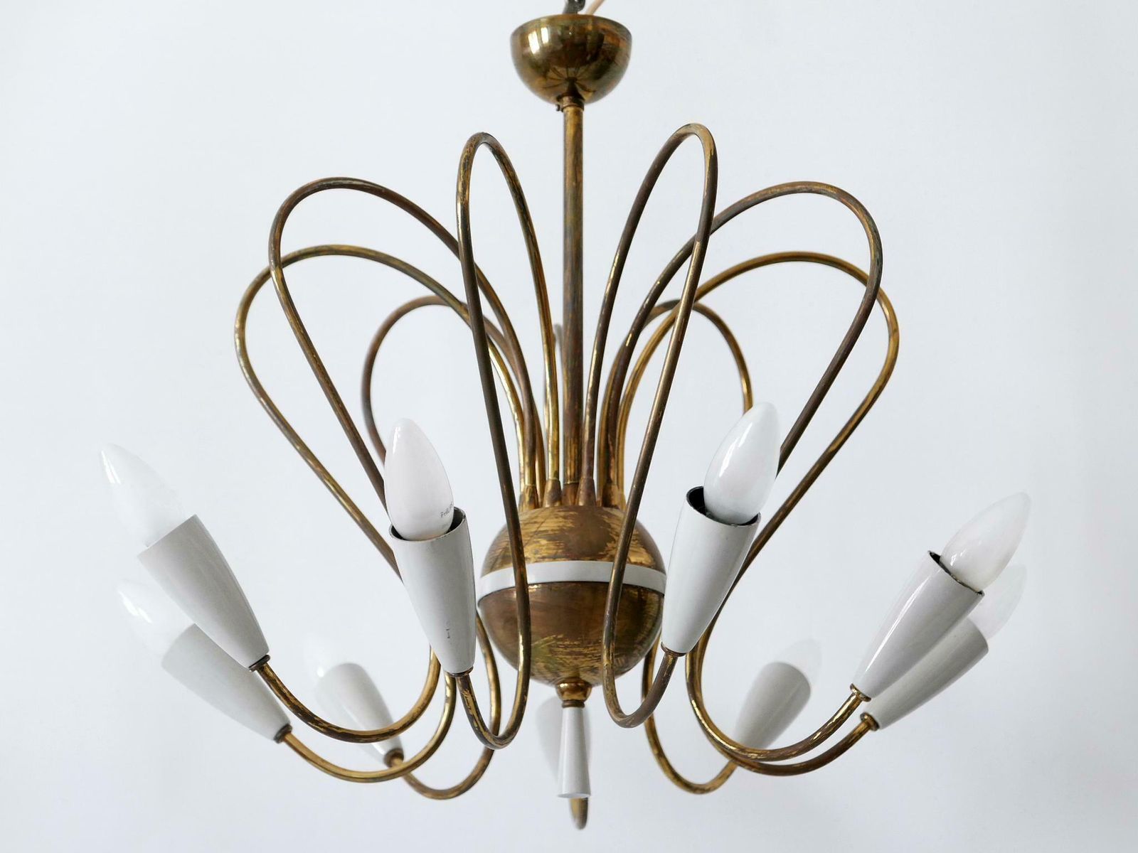 Rare Mid Century Modern Nine Flamed Sputnik Chandelier Or Pendant Lamp 1950s photo 3980.0