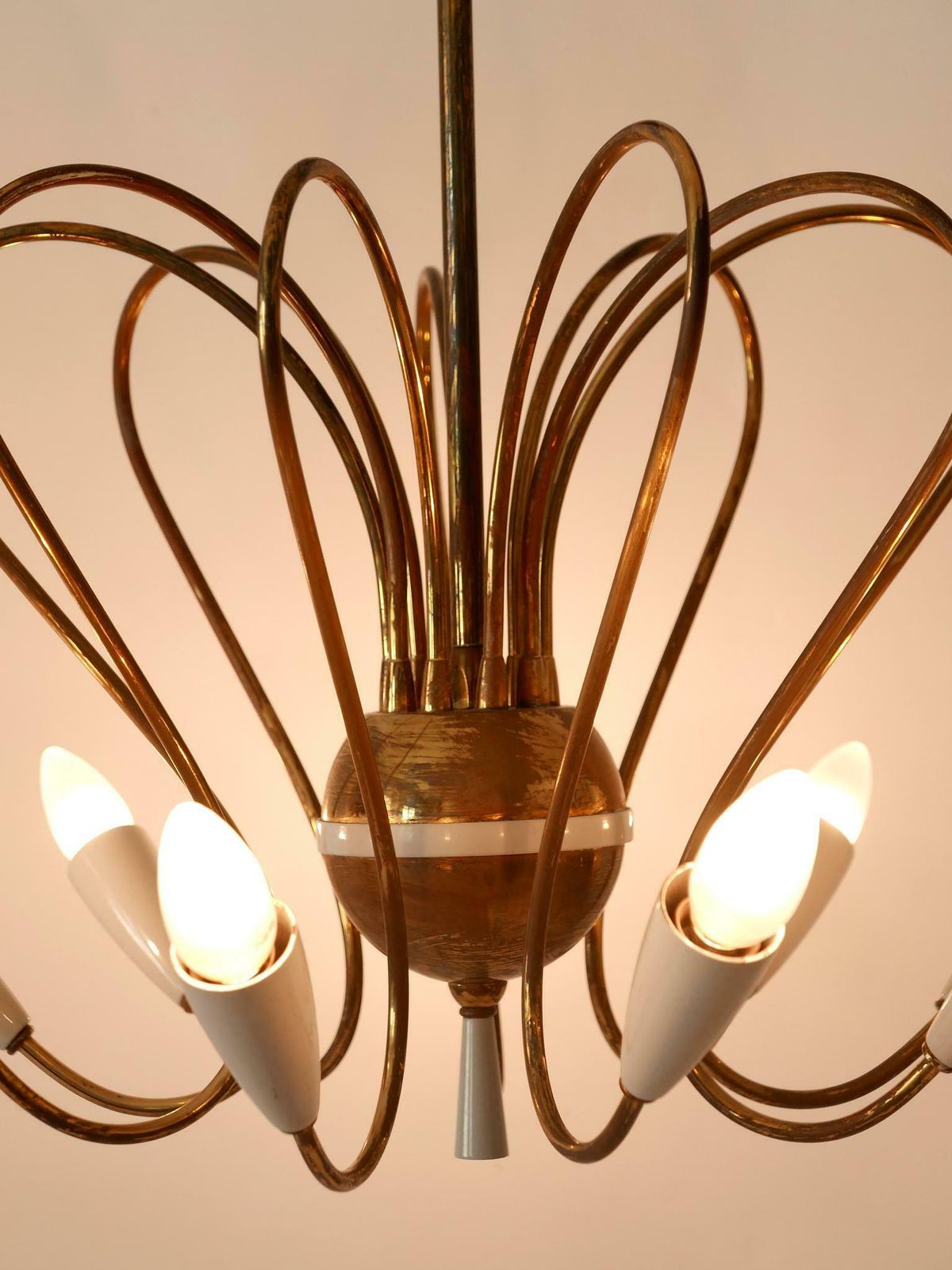 3980.0 Rare Mid Century Modern Nine Flamed Sputnik Chandelier Or Pendant Lamp 1950s photo