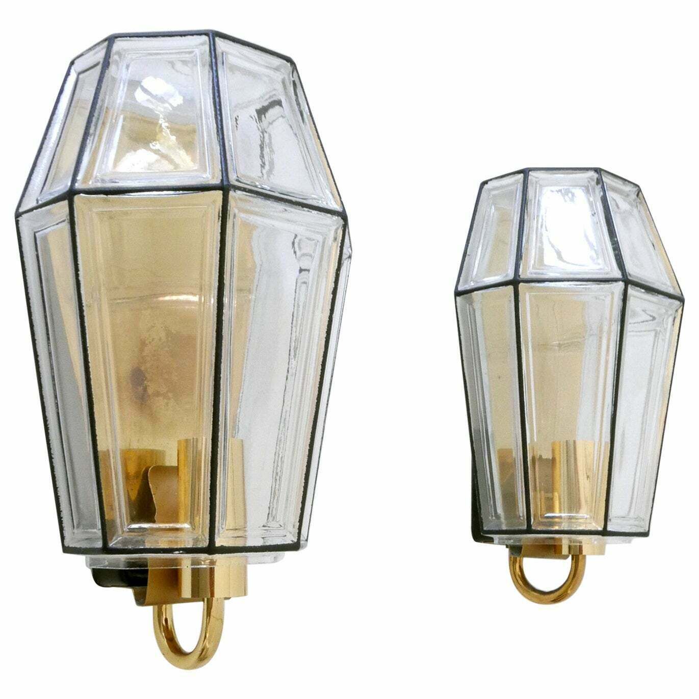 Set Of Two Mid Century Modern Sconces Or Wall Fixtures By Glashütte Limburg
