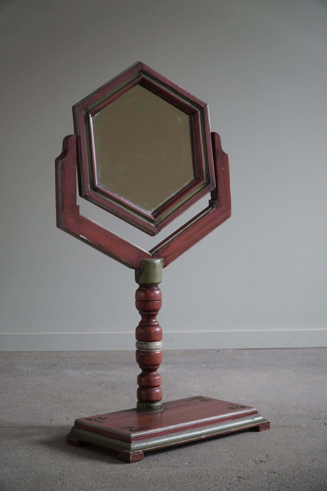 A Table Mirror In Pine By A Swedish Cabinetmaker, Folk Art, Early 20th Century photo Home Decor