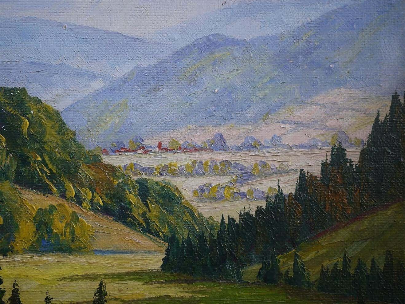 Hilly Landscape Nature Painting Italian Oil On Canvas 1930 photo buy