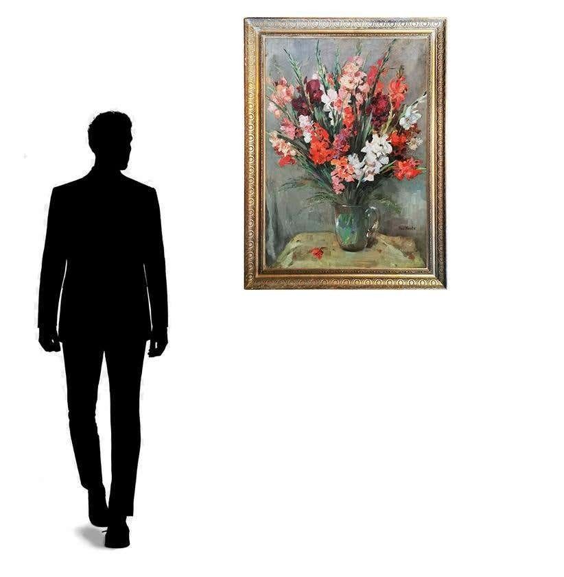 Still Life Oil Painting, Gladiolus By Paul Kusche, 1920 photo buy