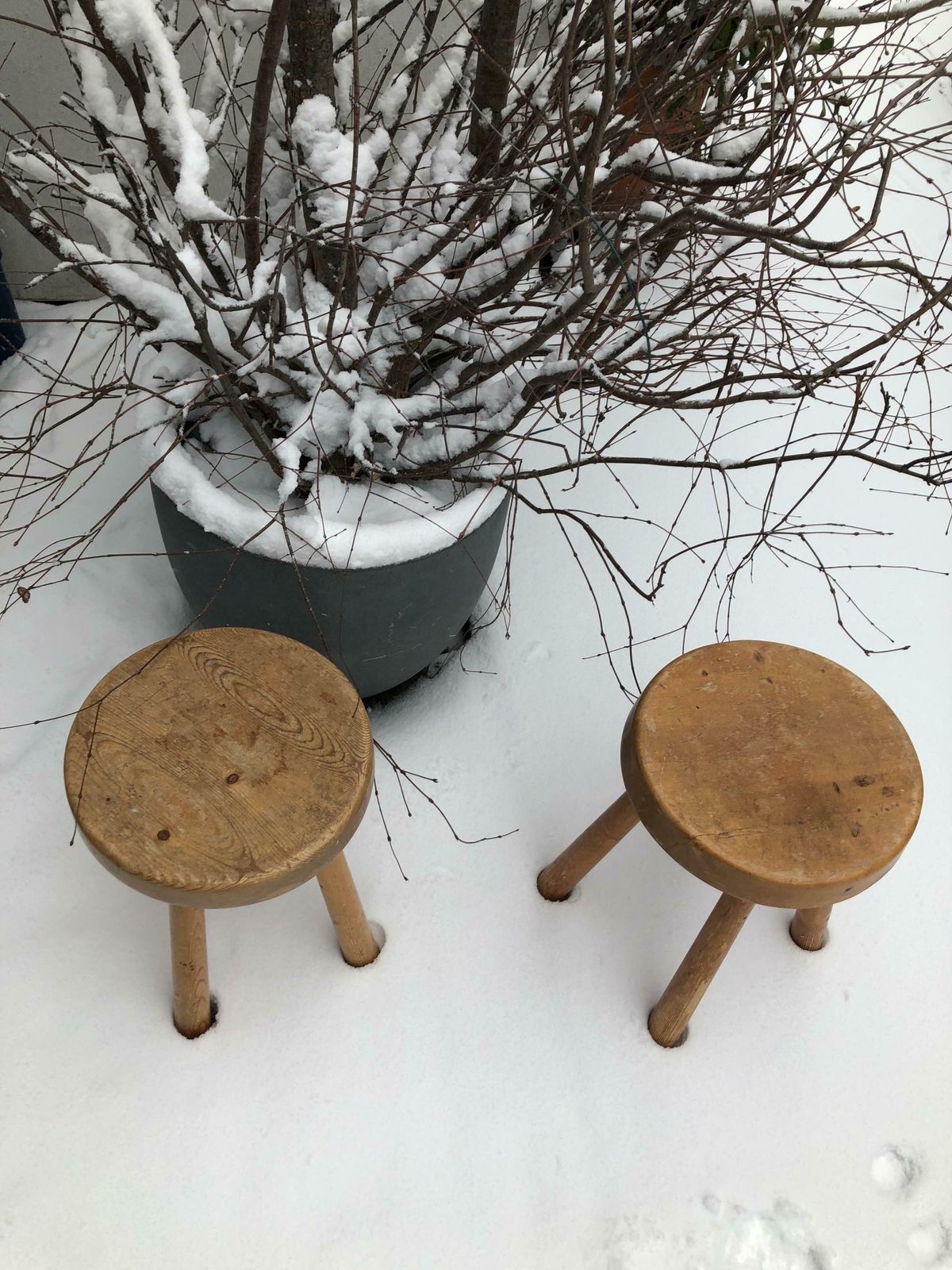 Furniture Very Rare Set Of Charlotte Perriand 4 Legs Configuration Stools photo