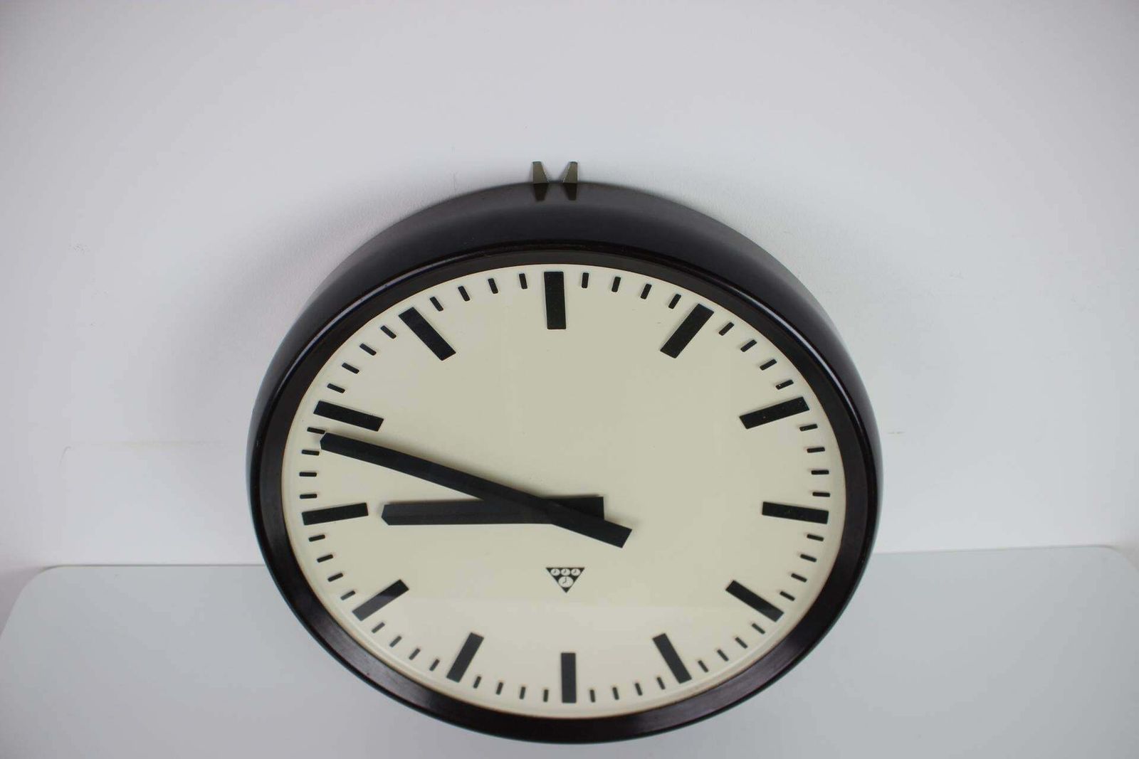 Large Bakelite Industrial Wall Clock By Pragotron, 1960s photo furniture