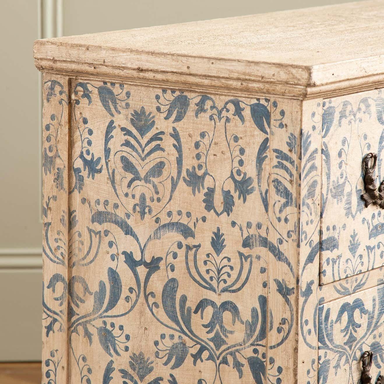 Blue & White Florentine Style Hand Painted Italian Chest Of Drawers/Commode photo vinterior