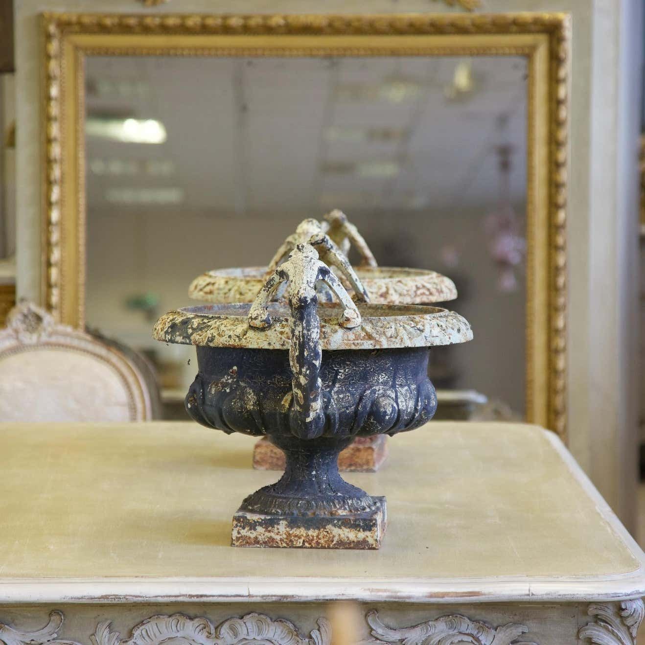 Pair Of 19 Century Cast Iron Urns photo buy