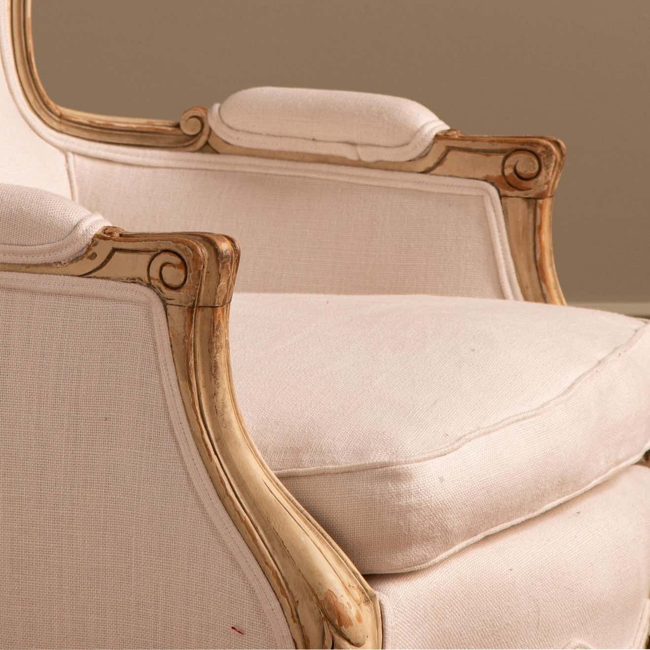 Swedish Gustavian Arm Chair Circa Early 1900's Painted Warm White photo vintage