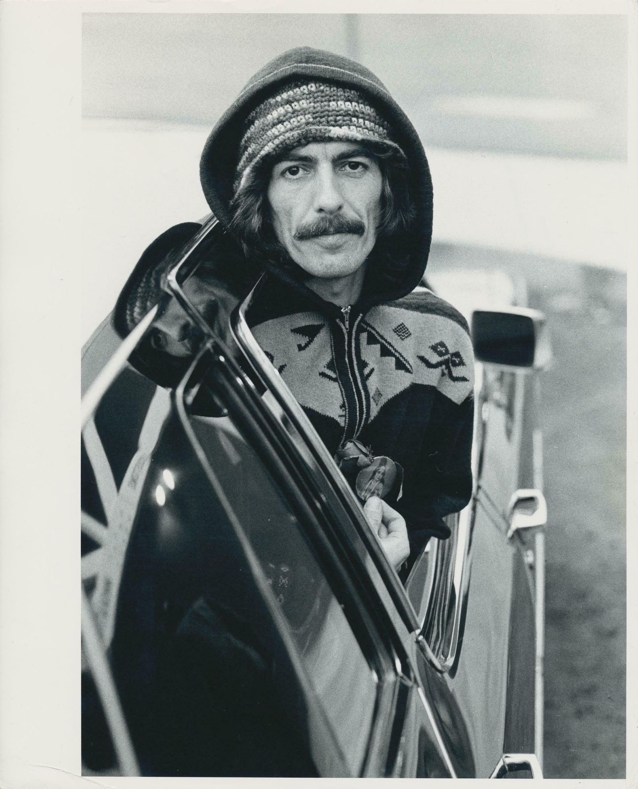 George Harrison In Car Black And White Photography 1974