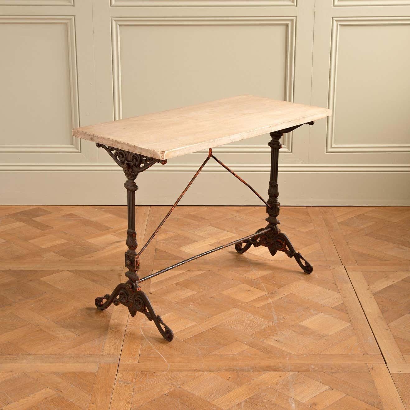 Early 1900s French Bistro Cafe Table With Art Nouveau Base And Marble Top photo for sale