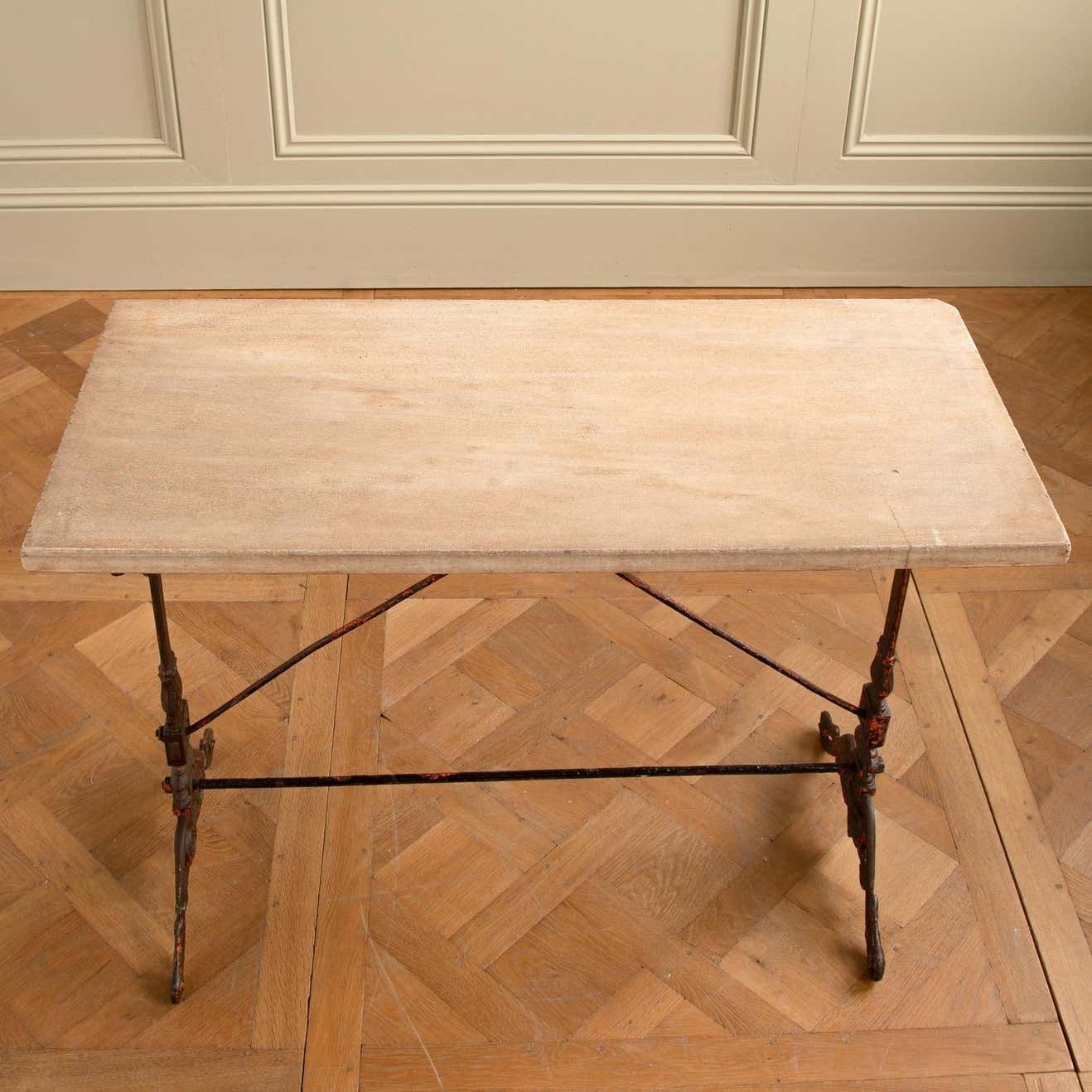 Early 1900s French Bistro Cafe Table With Art Nouveau Base And Marble Top photo vinterior