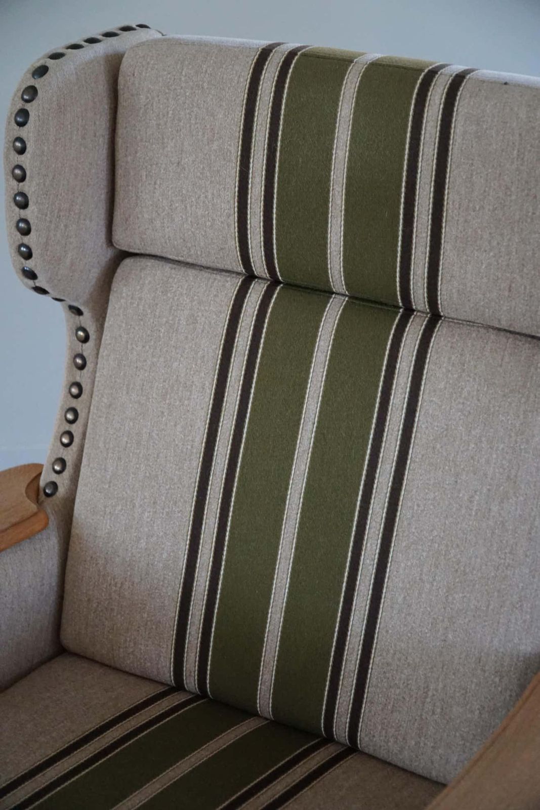 Furniture Pair Of Danish Modern Highback Lounge Chairs In Style Of Henning Kjærnulf, 1960s photo