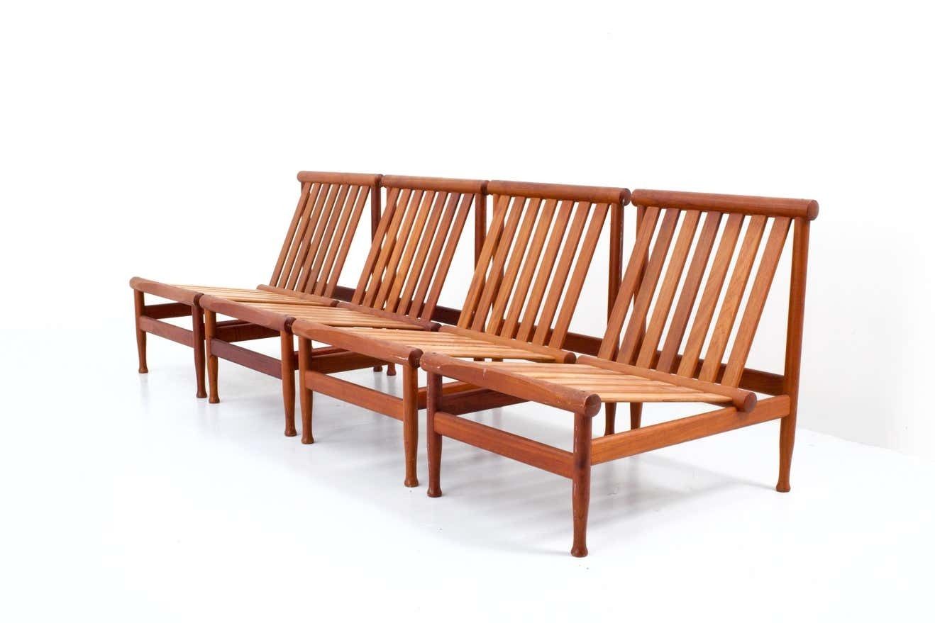 Set Of Four '501' Lounge Chairs By Kai Lyngfeld Larsen In Teak, Denmark, 1950s photo furniture