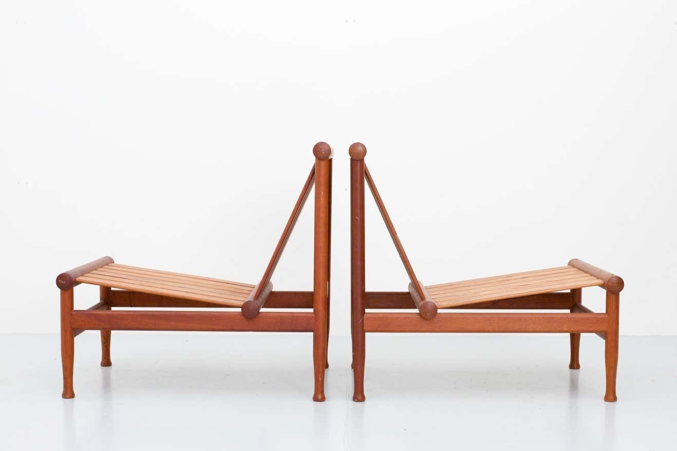 Set Van Vier '501' Lounge Stoelen Van Kai Lyngfeld Larsen In Teakhout, Denemarken, Ca. Jaren 1950 photo for sale