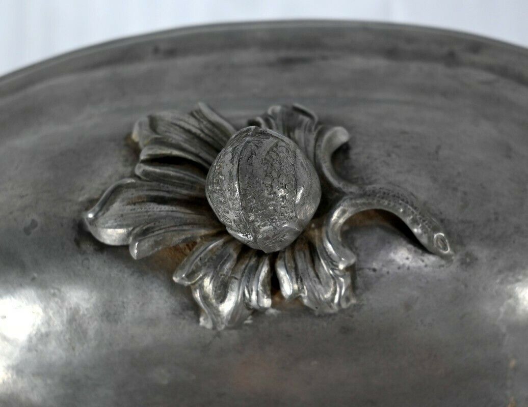 Home Decor Tureen And Tray In Fine Pewter Stamped L. Houzeaux Early 20th Century photo