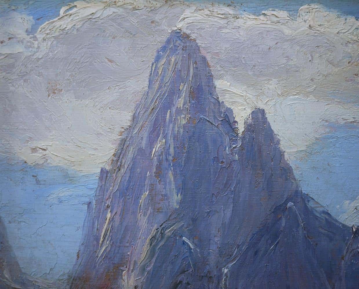 Art Oil Painting, Dolomites, "Monte Tuglia", Marcelliano Canciani, 1910s photo