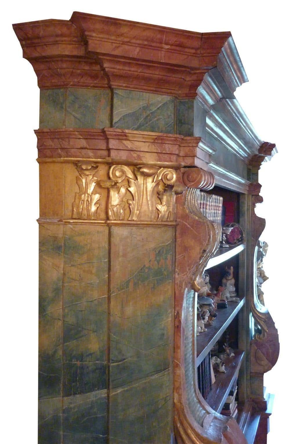 photo furniture Exceptional Painted Bookcase With Gold Leaf Carvings
