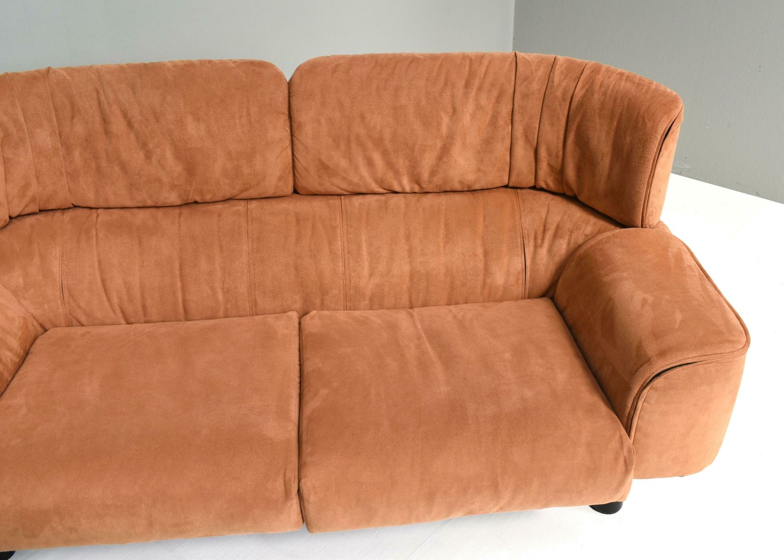 photo for sale Rare Bull Sofa In Terra Alcantara By Gianfranco Frattini For Cassina Italy, 1987