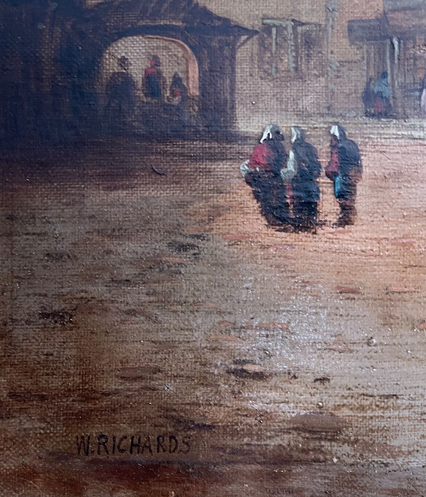 Nineteenth Century  Gilt Framed Oil On Canvas Of A Picturesque Urban Scene In Southern France. 'Rodez Catherdral'  Signed W  Richards photo for sale