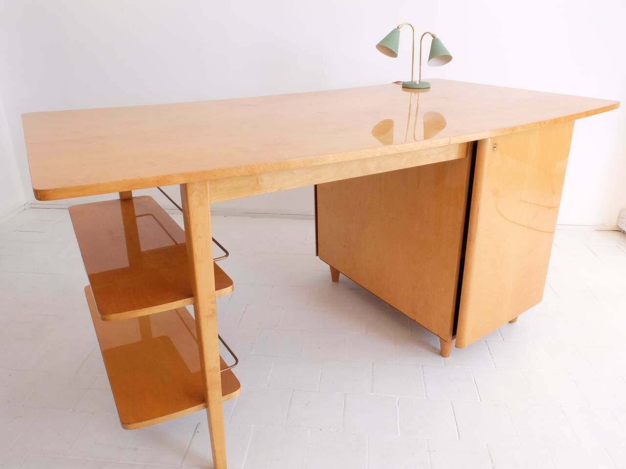 Mid Century Double Sided Executive Birch Desk Imexcotra photo Furniture