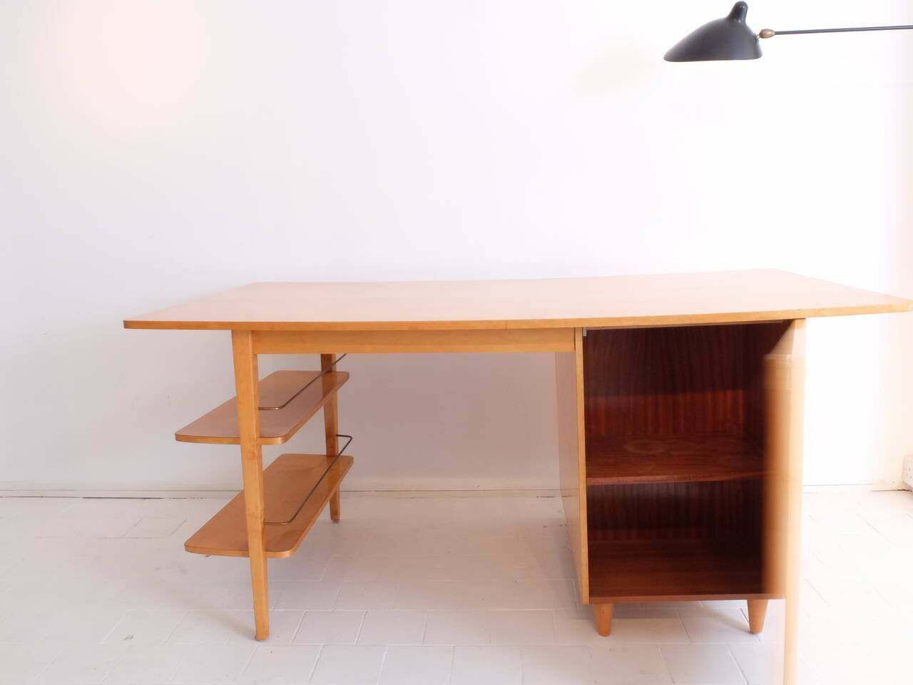 Mid Century Double Sided Executive Birch Desk Imexcotra photo 6669.0
