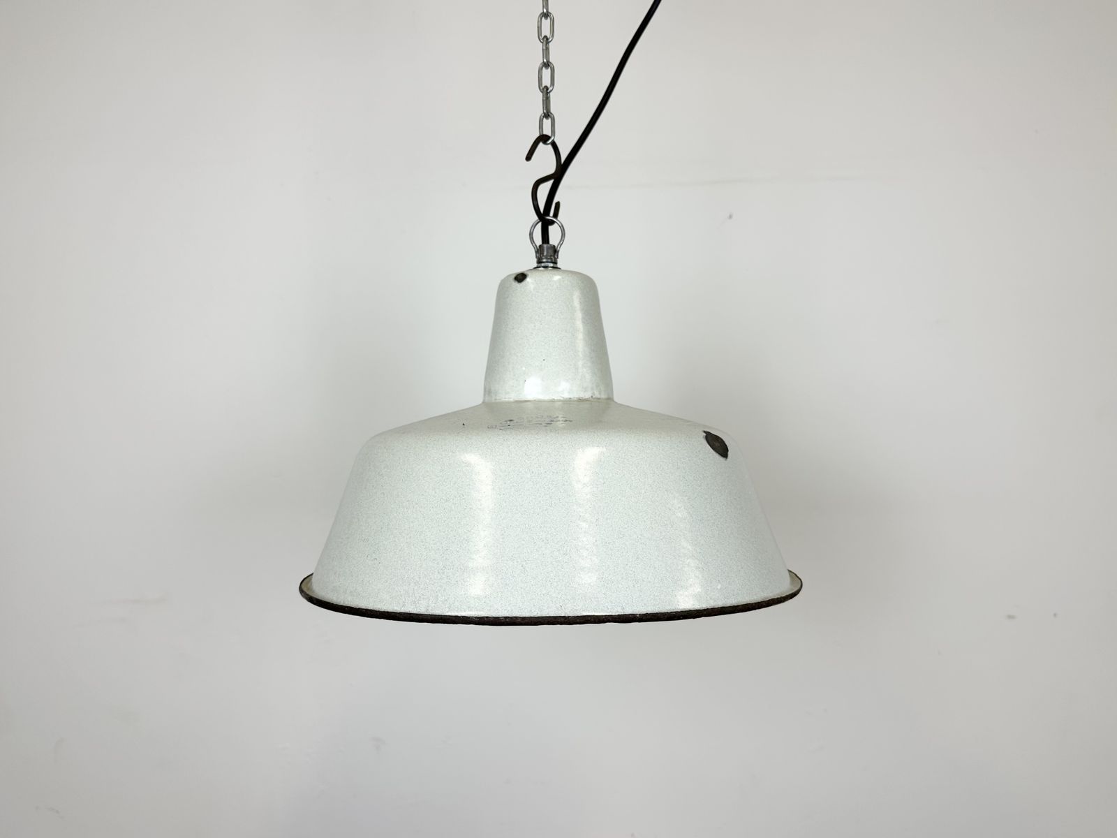 Industrial White Enamel Factory Pendant Lamp From Zaos, 1960s, 2x photo furniture
