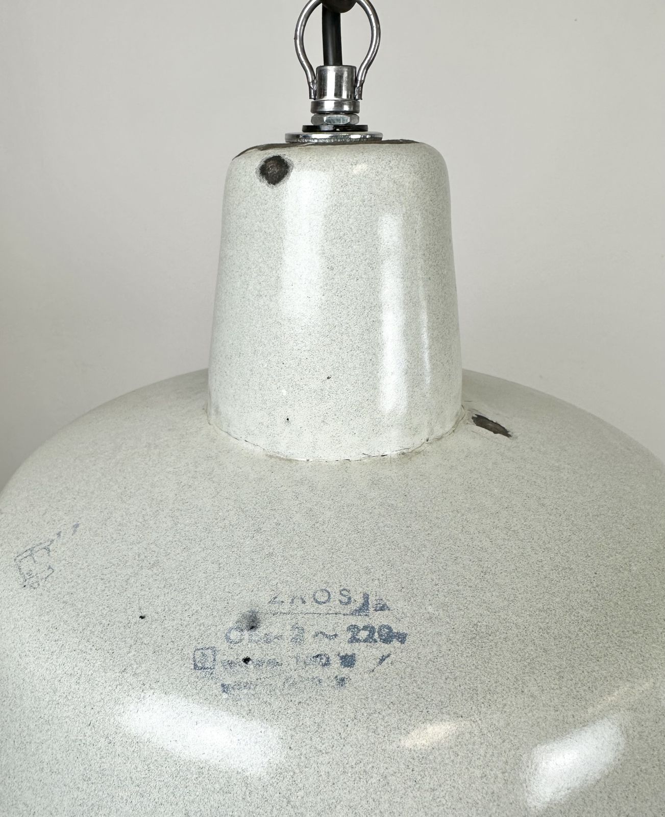 Lighting Industrial White Enamel Factory Pendant Lamp From Zaos, 1960s, 2x photo