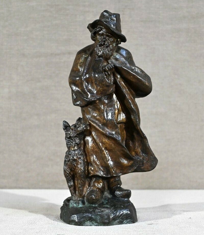 Bronze "The Shepherd And His Dog", Signed G.Omerth   Early 20th Century