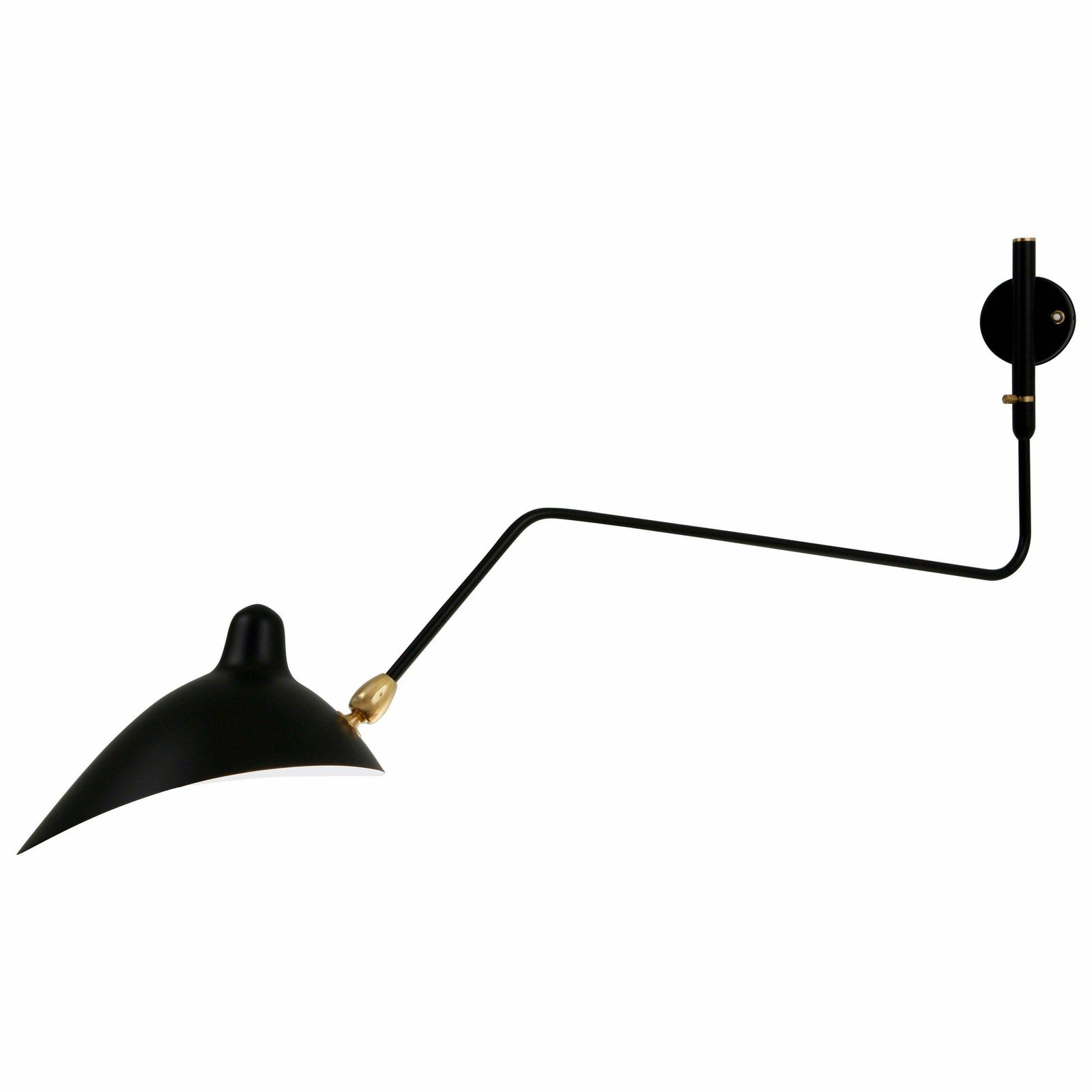 Serge Mouille Applique Model "One Rotating Curved Arm" Black Or White