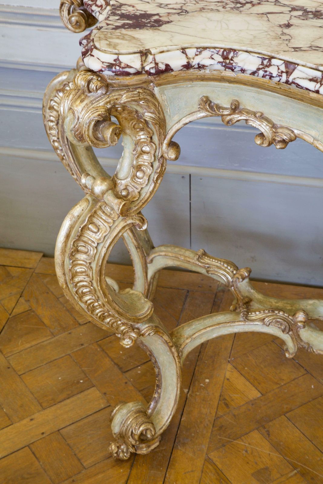 18th Century Louis XV Silver Gilded And Painted Console photo Furniture