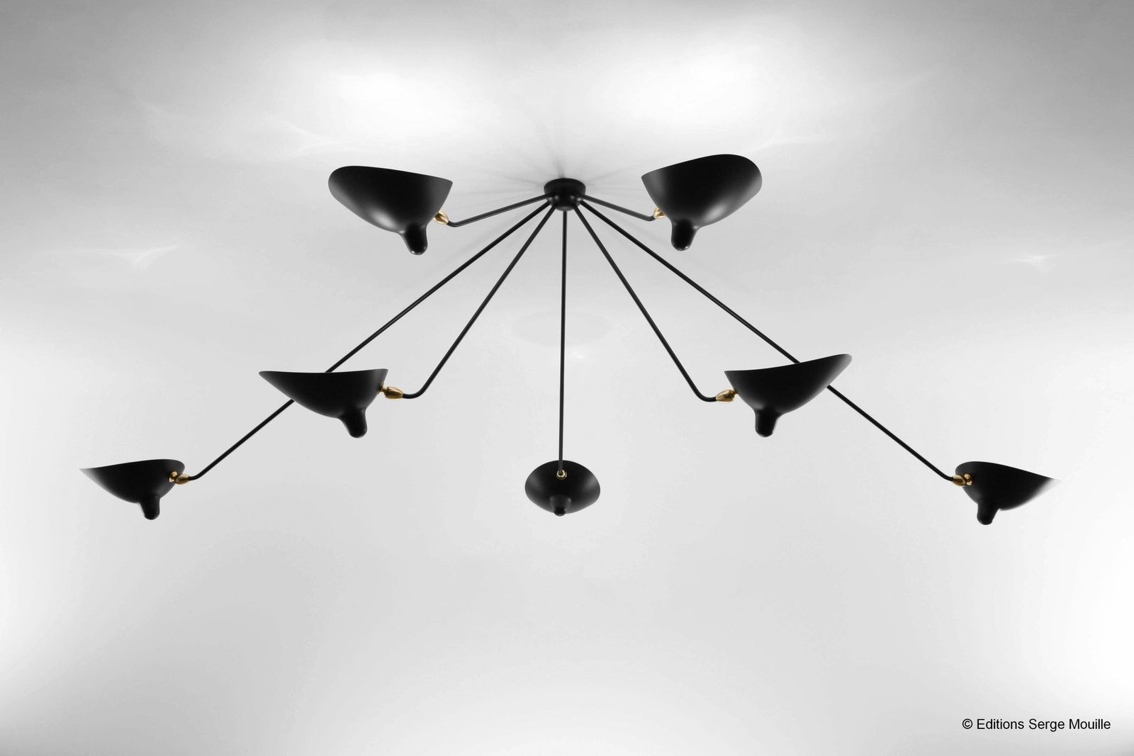 Ceiling Pendant Spider Lamp With Seven Fixed Arms By Les Editions, Serge Mouille photo for sale