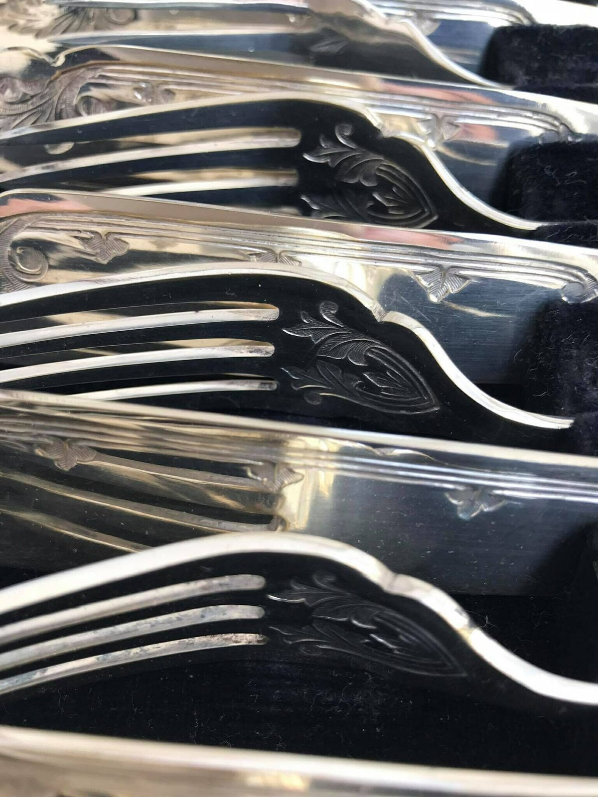 photo for sale Seafood Fish Flatware Forks 12 Boxed Seafood Cutlery Silver Plated Bands, Stainless Steel And Ivorine Table Holiday Dinner Wedding Gift