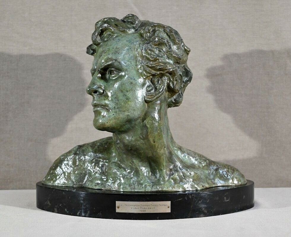Important Bronze Jean Mermoz Signed A.Ouline  1st Part XX photo furniture