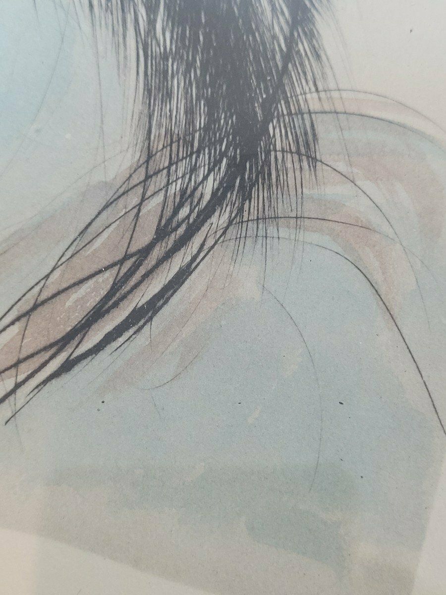 Helleu, Watercolor Lithograph, Portrait Of Mme Chéruit, Early 20th Century photo 750.0