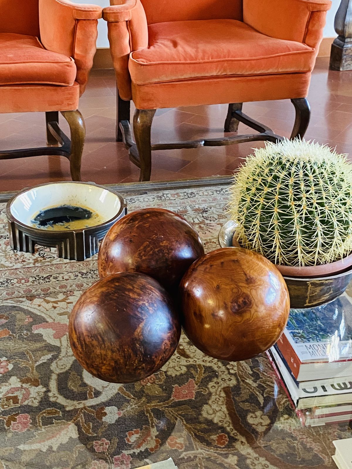 650.0 Set Of 3 Wooden Spherical Sculptures, France 1960s photo